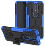 S-Hardline Nokia X6 Blue Rubber, Plastic Shockproof Hybrid Kickstand Back Case Cover
