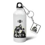 Morons White Aluminium Printed Bts Army Universe Bottle, 600 Ml With Keychain (Combo Of 2)