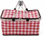 Insulated Cooler Bag-Folding Picnic Basket with Handle Waterproof Lining