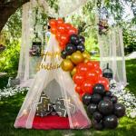 Special You canopy for decoration birthday DIY Combo Kit with white net Curtain cloth and Fairy Lights, Red and Black Balloons, LED, cabana Garland Arch Tape, backdrop for girls- 49 Items