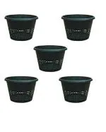KOO Retails Orchid Pot Plastic 8 Inch Orchid/Hydroponics Pot, Black, Set of 5 Pcs