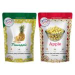 FZYEZY Freeze Dried Pineapple & Apple for Kids and Adults| Camping Vegan Healthy & Survival Food| Travel friendly Ready to Eat| Pantry Groceries dehydrated Snacks | Pack of 2 - 50 gm each