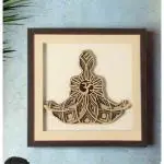 Profound Craft Antique Finished Layered Mdf Wood Wall Panel Mandala Om Buddha Design 14x14Inch