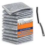 Poloman 10 Pack Non-Scratch Wire Dishcloth & Gaps Cleaning Brush, Multipurpose Wire Dishwashing Rags for Wet and Dry, Easy Rinsing, Reusable, Wire Cleaning Cloth for Kitchen, Sinks (10 Cloth+1 Brush)