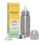 Eddie & Holly 3 in 1 Baby Steel Feeding Bottles | Steel Milk Bottle for Baby & Kids | Wide Neck | 400 ml