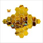 Look Decor 3D Hexagon Mirror Wall Stickers (Pack Of 30)