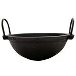 SEEMATIS KITCHEN Iron kadai | pre Seasoned cast Iron | loha kadai | Black | Size - 11 Inch