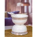 Goodhomes Porcelain Small Soup Bowls with Spoon Set of 6pcs Bowl & 6pcs Spoon 280ml