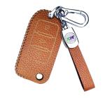 JVCV Volkswagen and Polo Vento Black Leather Lychee Pattern Key Cover