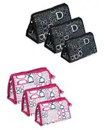 Vyora Set Of 6 Makeup Pouch Travel & Cosmetic Pouch Travel Toiletry Kit Cosmetic Bag Storage Bag Combo Pack - Black-Pink