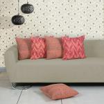 ODE & CLEO Print at the Front Panel Cushion Covers In Peach Colour With Zip Closure 18 inch x 18 inch (Pack of 5)