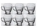 Jay Gatrad Seller Transparent Oval Shape Square Crystal Clear Toughened Glass 160 ml Tea Cup 6 Pcs
