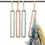 KATIYAWADI 9 Hole Plastic Hanger Hanging Hook Indoor Wardrobe Clothes Organization (PACK OF 4)