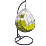 TIKKOST Wicker Rattan Wrought Iron Swing Chair with Stand & Cushion for Adults | Teardrop Swing Hanging Chair with Stand | Jhula | Balcony/Patio/Indoor/Porch/Yard/Outdoor (D Yellow Spyder)