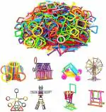 TechHark 200+ Mega Jumbo Pack of Multi Colored DIY Educational Building Blocks Smart Stick with Different Shape Game Set for Kids - Smart Sticks (Multicolor)