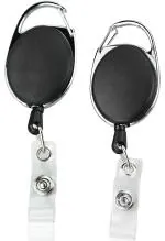 Shining Zon Oval Shape Retractable YoYo Clip for Id Card Holder with Key Chain (Set of 6, Black)