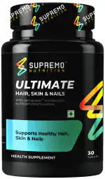 Supremo Nutrition | Ultimate Hair, Skin & Nails | For Regenerating Shiner Hair, Glowing Skin & Healthy Fingernails | 100% Vegan Certified | Pack of 30 Tablets
