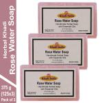 Herbal Khadi NATURAL ROSE WATER HANDMADE SOAP exotic fragrances Glowing Skin & Body Glycerin, Moisturisation For Men & Women (Pack of 3) (375 g)