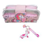 AMB Pencil Pen Case with Keychain for Kids, Big Capacity Pencil Pouch Cute Cartoon Stationery Bag Organizer for School Office Supplies Students Children Gift