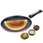 PANCA Nonstick Dosa Tawa 28 cm Big Base Dosa Pan Tawa for Roti Big Size Aluminum Tawa Red