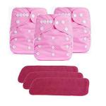 Ineffable Pink Baby Premium Diaper with Insert Pads Washable Reusable (0 M+ ) Set of 3