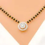 BCOMWALA JEWELS Elegant Round Mangalsutra | Gold and Diamond Circular Pendant Necklace | Traditional & Lightweight Beaded Design | Adjustable Bridal Jewelry Set | Festive and Ethnic Wear -1 PCS