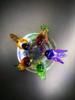 Craftfry Group of Birds Glass Decoration Showpiece in Home Decor Item for Living Room Car Dashboard and Best for Gifting Friends (Birds on The Bowl)