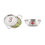HAZEL Triply Stainless Steel Induction Bottom Tasra and Kadhai With Steel Lid, 2.6 Litre, 24.5 cm