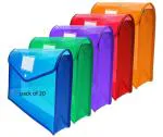 Shining Zon Envelope for Documents File Folder Certificates Bag for Document Certificate Transparent Poly-Plastic Storage Bag with Snap Button - Pack of 20 (FS / A4 Size)