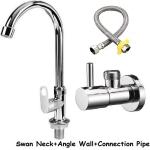 BATHFAX Swan Neck with Angle Wall & Connection pipe Chrome Finish for Sink/washbasin Bib Tap Faucet (Deck Mount Installation Type)