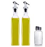 BMG IMPORT EXPORT 500ml Capacity Glass Oil Dispenser Bottle Pack of 2 for Kitchen with 120ml Glass Bottle Use for Spice, Salt and Chilly Flakes and Oregano Glass Bottle Vinegar Dispenser, BPA Free,