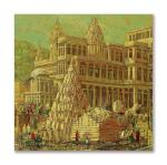 Tamatina Multicolor Varanasi Ghat Abstract Art Canvas Painting - 24X24 Inch