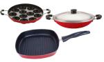 Nirlon 3 pcs of Red 3 Layer Non-stick Coated Chemical Free Kitchen Utensils Combo Set