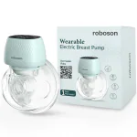 Roboson Wearable Electric Breast Pump For Feeding Mothers with 3 Modes & 9 levels, Portable & Compact, Rechargeable with large 1400 mah battery, Digital Touch Screen, Food Grade Milk Cup of 150 ml, BPA Free and Skin Friendly (1 Year Warranty)
