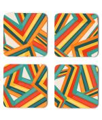 Whats Your Kick Pattern Design Colorful Line Unique Beautiful Pattern Design Printed Set of 4 Coaster With Metal Stand