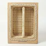 Habere India-All the Cultures Fabricating India Store Beige Rectangular Wicker Basket with Partition and Channel, 16.5 x 20 x 6 inch