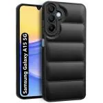 Fashionury Back Cover for Samsung Galaxy A15 5G | Compatible for Samsung A15 5G Back Case Cover | Matte Soft Case | Liquid Silicon Puff Case for Samsung Galaxy A15 5G with Camera Protection | (Black)