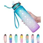 KIRMIT Premium 1000ml Unbreakable plastic Water Bottle with motivation marker for Men Women Kids | BPA free | Leak-Proof | Time marker |for Home Office Gym Fridge Travelling