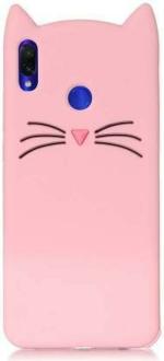 Lejaao Mi Redmi Note 7 7s 7 Pro 3D Mustache Cat Kitty Pink Rubber Mobile Back Cover