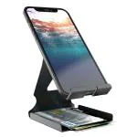 ELV Universal Mobile Phone Holder with Inbuilt Cable Organiser and Card Holder, Black
