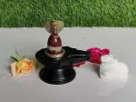 Narmadeshwar Shivling 2 Inch Original / Natural Narmada Stone Shiva Lingam with 4 Inch Jaldhari Nandi, Naag for Temple Puja