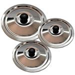 Generic Silver Stainless Steel Lid With Knobs (Pack Of 3)