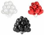 DIVERTISSEMENT PARADISE (Pack of 60) Red, White And Black Latex Balloons For Decoration/Party Balloons/Birthday Balloons Decoration Set (Metallic Shine)
