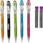 PASS & PLAY APCATIO Unique Fancy Mechanical Pen Pencil 0.7mm with round shapped rubber covered with cap + 2 Led Box with Pack of 4 Pen Pencils