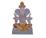 Craftfry God Ganesh Idol Showpiece Handmade Crystal Glass for Worship,, Car Dashboard, Gift Type (Orange)