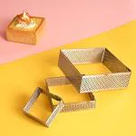 Rena Germany - Perforated Tart Ring - Tart Ring for Baking - Square Tart Mould - Cake Mousse Ring Mold - 3 Pieces Set (150x35 mm)