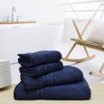 Rangoli Super Comfy Towel 100% Cotton Towel Super Absorbent, Quick Dry & Ultra Soft Towel for Bath, Travel, Family Pack 4 (1Bath, 1Junior & 2 Hand), Navy
