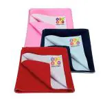 BeyBee Red, Pink and Dark Blue Baby Bed Protector Sheet 50 cm x 70 cm (Set of 3)