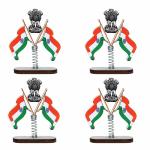 VOILA Indian Satyamev Jayate Symbol Flags with Spring Stand for Car Dashboard Pack of 4