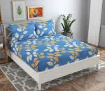 BSB HOME Lite Blue Cotton Double BedSheet with 2 Pillow cover 228* 223 cm